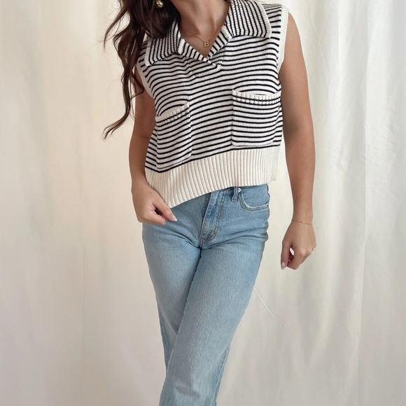 Zara Striped Sleeveless Cotton Vest Knit Top  size S - Picture 1 of 11